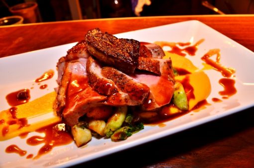 A photo of Flavor's Crispy Skinned Duck Breast.